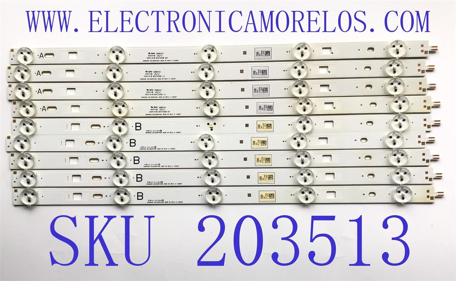 KIT DE LED'S PARA VIZIO (INCOMPLETO SOLO 9 PIEZAS) / NUMERO DE PARTE 047S5B / 2013SONY40A / 130927 / 2013SONY40B / 1-889-702-11 / 1-734-767-11 / 1-889-701-11 / PANEL LSY400HN01 / MODELO KDL-40W600B / NOTA IMPORTANTE:KIT CONSTA DE 10 PIEZAS EN TOTAL